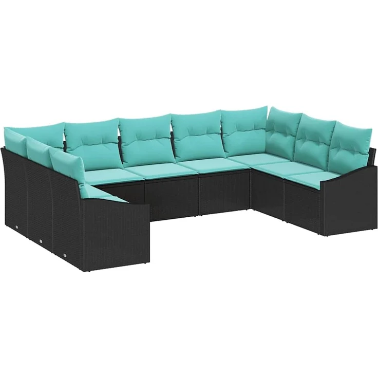 vidaXL Sofa Set 9 stk. Schwarz [Synthetisch]: Poly Rattan 3346886 – Bild 2