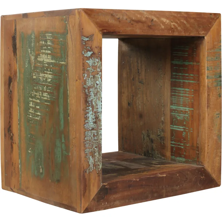 Wohnling Beistelltisch KALKUTTA 45 x 45 x 35 cm | Massivholz Cube Tisch für Wohnzimmer | Wohnzimmertisch mit Ablage | Nachttisch - Nachtkonsole - Nachtkästchen