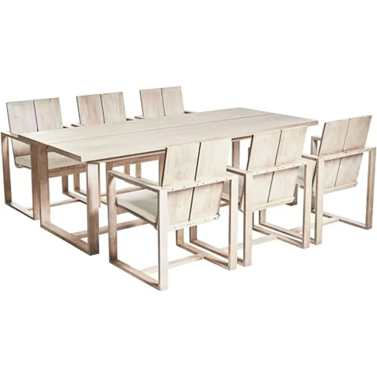 Beliani 'AZZANELLO' Gartenmöbel Set, 6-Sitzer, Akazienholz cremeweiß – Bild 1