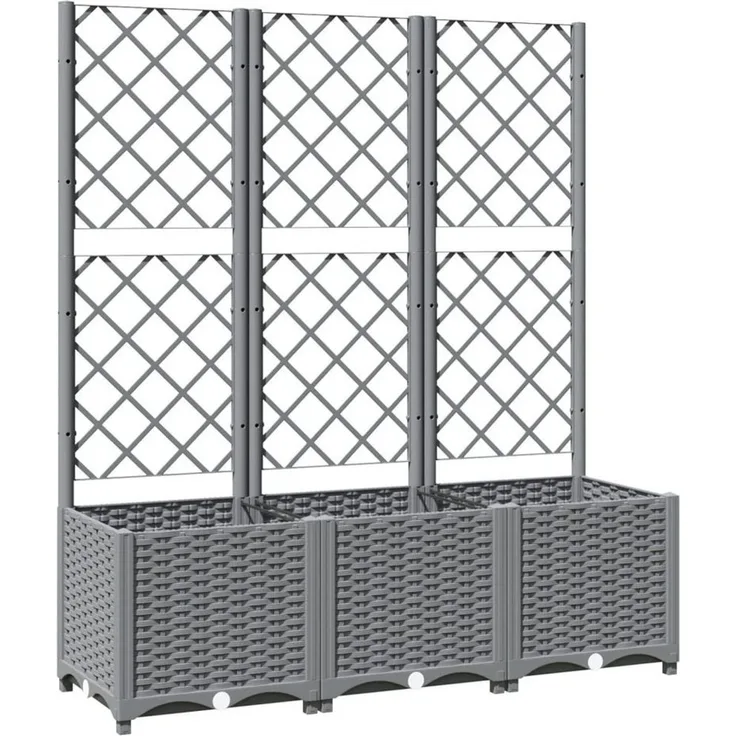 DOTMALL Pflanzkübel Pflanzkübel mit Rankgitter Hellgrau 120x40x136 cm PP
