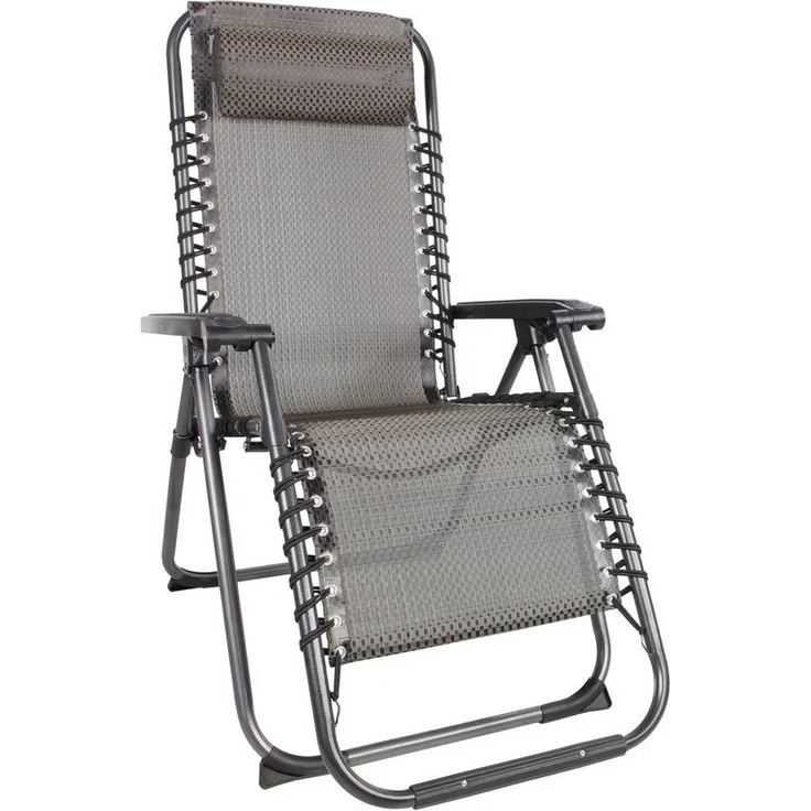 Spetebo Hochlehner Relax Sessel verstellbar mit Kopfkissen - taupe, Verstellbarer und klappbarer Garten Liegestuhl