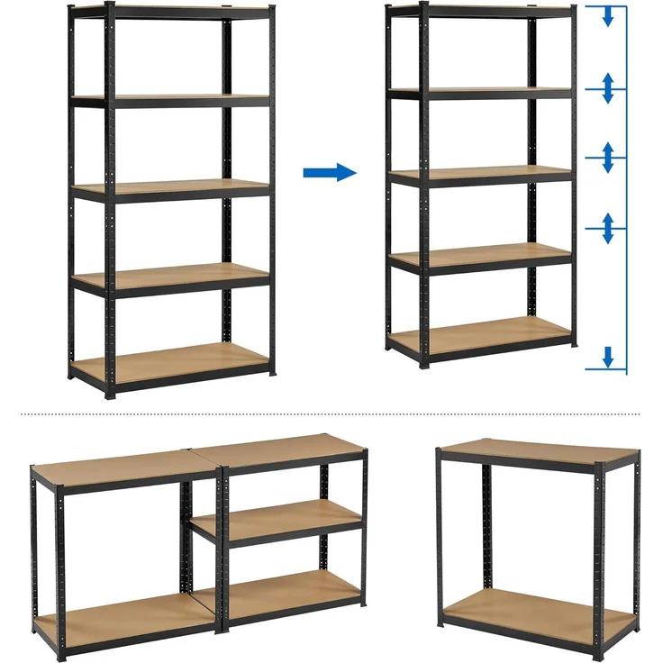 Yaheetech Lagerregal Stehende Regaleinheiten Kellerregal Standregal mit 5 Höhenverstellbaren Böden für Keller Lager Garage, 90×45×180cm, 1325 kg Last – Bild 9