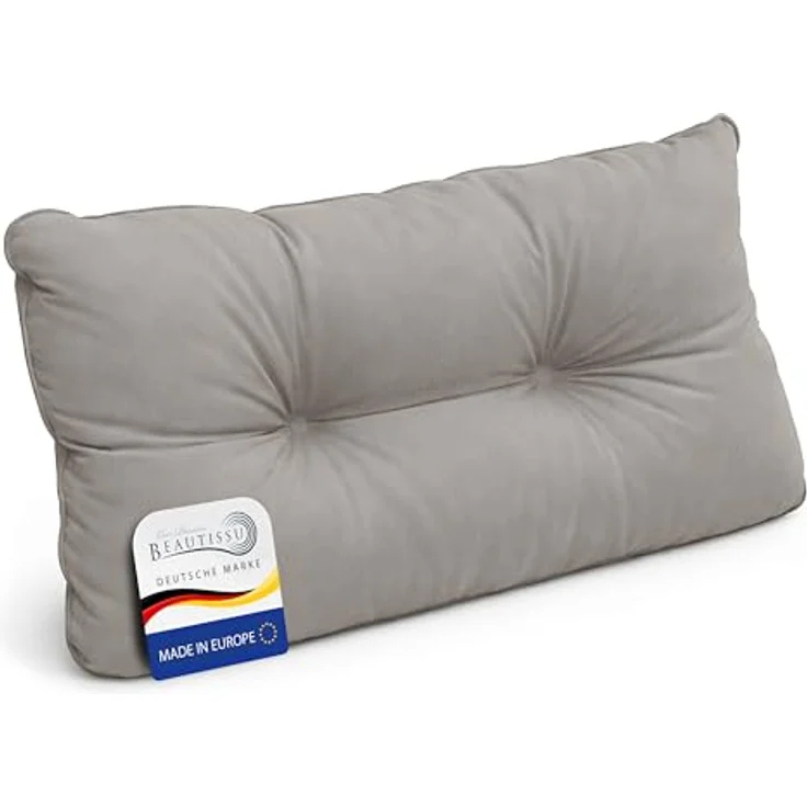 Beautissu Sitzkissen Lounge Kissen Outdoor Rückenkissen Flair LK, 50x40x12cm, Grau, 50x40x12 cm – Wetterfest Schmutzabweisend Polster für Gartenmöbel – Bild 2