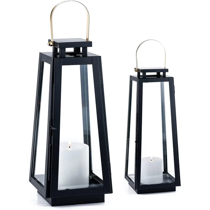 Marrakesch Orient & Mediterran Interior Kerzenlaterne 2er Set Skandinavisches Design Balkon Windlicht Gartenlaterne Eirik (2 St), 2er Set