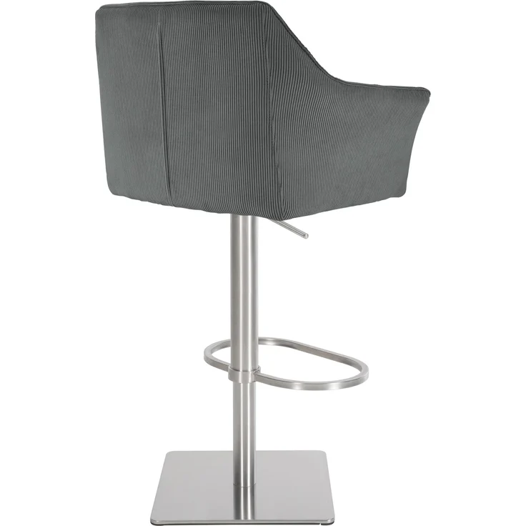 Barhocker SIHAR - Cord Grau 64x45x88 cm Silber | Barstuhl Mit Lehne Tresenhocker Tresenstuhl Kneipenhocker Kneipenstuhl – Bild 5