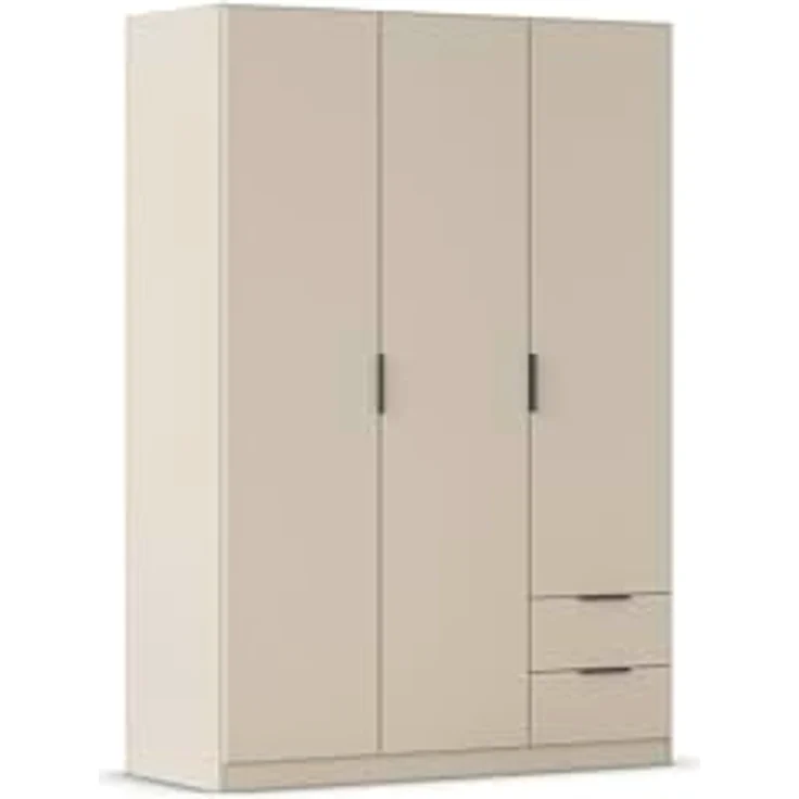 Rauch Möbel Lagoa, Kleiderschrank, Garderobe für Schlafzimmer, Kinderzimmer, Jugendzimmer 3-türig, 2 Schubladen, mit Zubehör Classic, Farbe Beige, Breite 136 – Bild 2