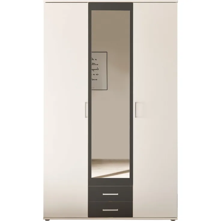 Kleiderschrank >Hanau< (BxHxT: 120x196x54 cm) in Weiß / Graphit