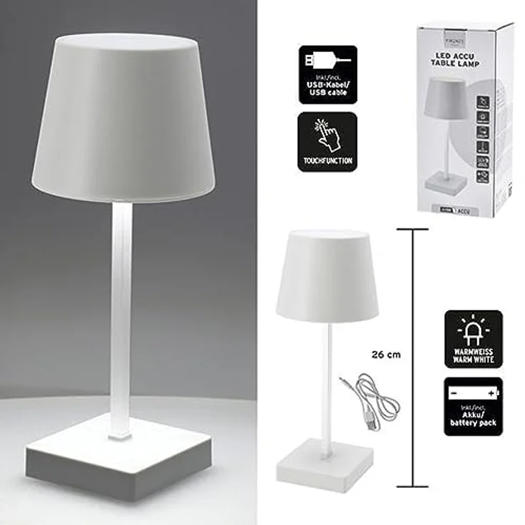 HAC24 2er Set Tischleuchte, Touchfunktion, Warmweiß, USB Aufladbar, Dimmbar, Weiß – Bild 6