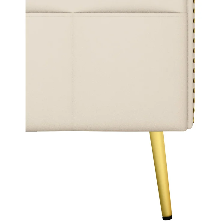 ZUBALIYA Schlafsofa 80x73.5 cm, mit LED - Beleuchtung, mit Stauraum, mit Samtbezug, mit breiten Armlehnen, Beige – Bild 20