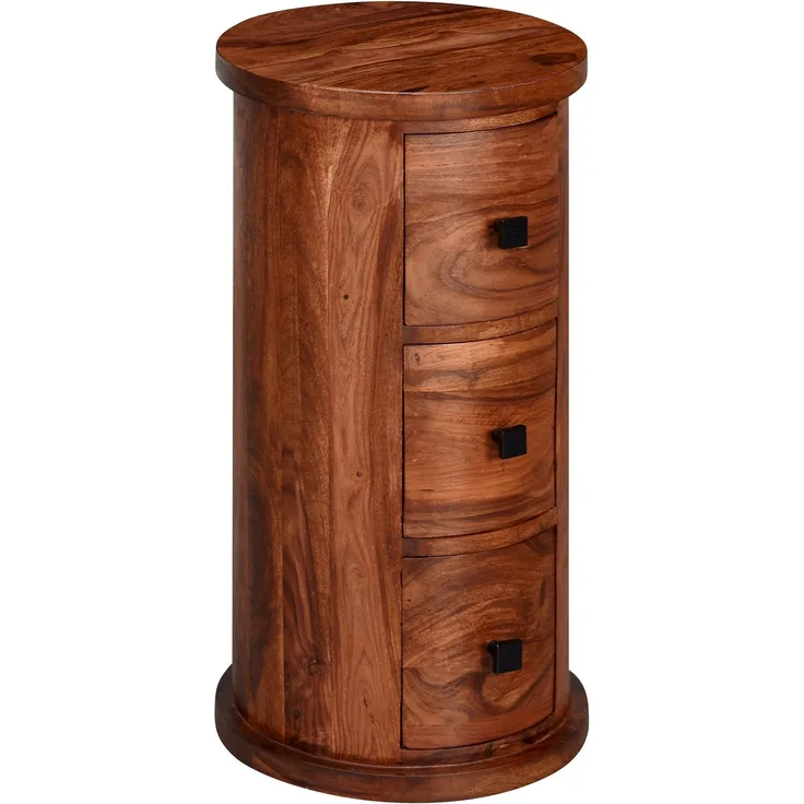 Wohnling Design Beistellschrank Sheesham Massivholz 35 x 65 x 35 cm