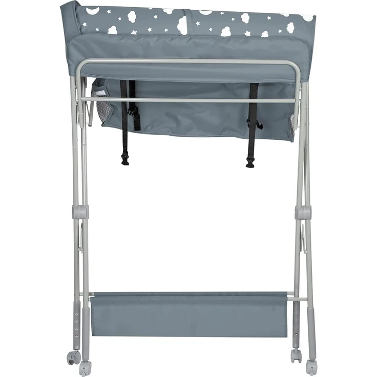 Baby Klappbarer Wickeltisch，Mobiler Wickeltisch mit Rollen und Wickelauflage,Wasserdicht und Höhenverstellbar，Baby Wickelkombi mit Ablagefächern-80 * 58 * 90 cm-dunkelgrau – Bild 1