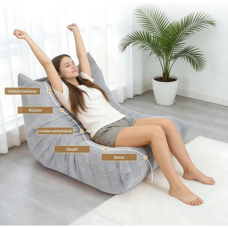 oyajia Sitzsack Relaxsessel Sofa Einzelsofa mit Hochelastischer Schwamm (mit Rückenlehne Einzelsofa), ohne Montage,Bequem & Modern für Wohnzimmer & Schlafzimmer – Bild 3