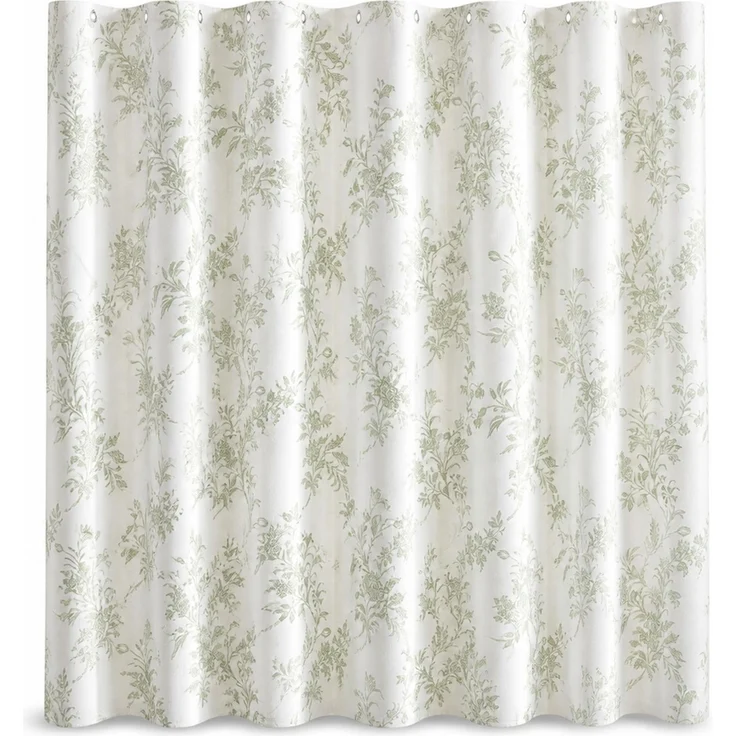 Duschvorhang mit Blumenmuster wasserabweisend und schimmelresistent Grün, 90x180 cm – Bild 1
