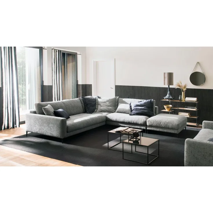 Candy 'Uptown' Ecksofa, Velour Stoff stone grau, ca. 276x320 cm