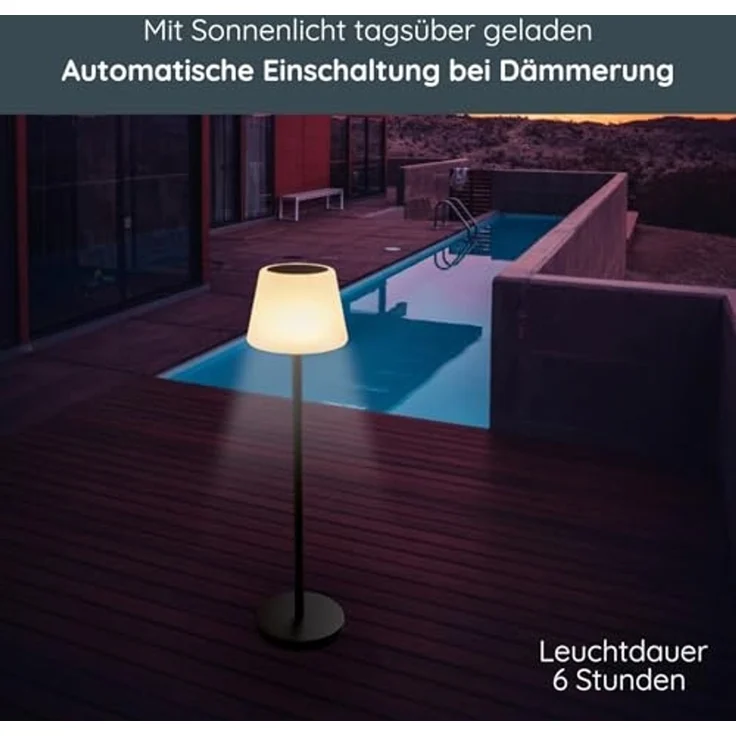 MeLiTec LED Solarleuchte Solar-Gartenleuchte SO50, LED wechselbar, warmweiß, Solar-Lampe Lounge-Licht, Outdoor-Leuchte Farbwechsel, auch Tischlampe – Bild 2