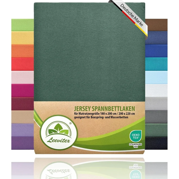leevitex® Spannbettlaken für Boxspringbetten & Wasserbetten - Spannbetttuch 170 g/m², Gummizug: rundum, 100% Mako-Baumwolle, sehr robust, 180x200 – 200x220 cm + 40 cm Steg – Bild 5