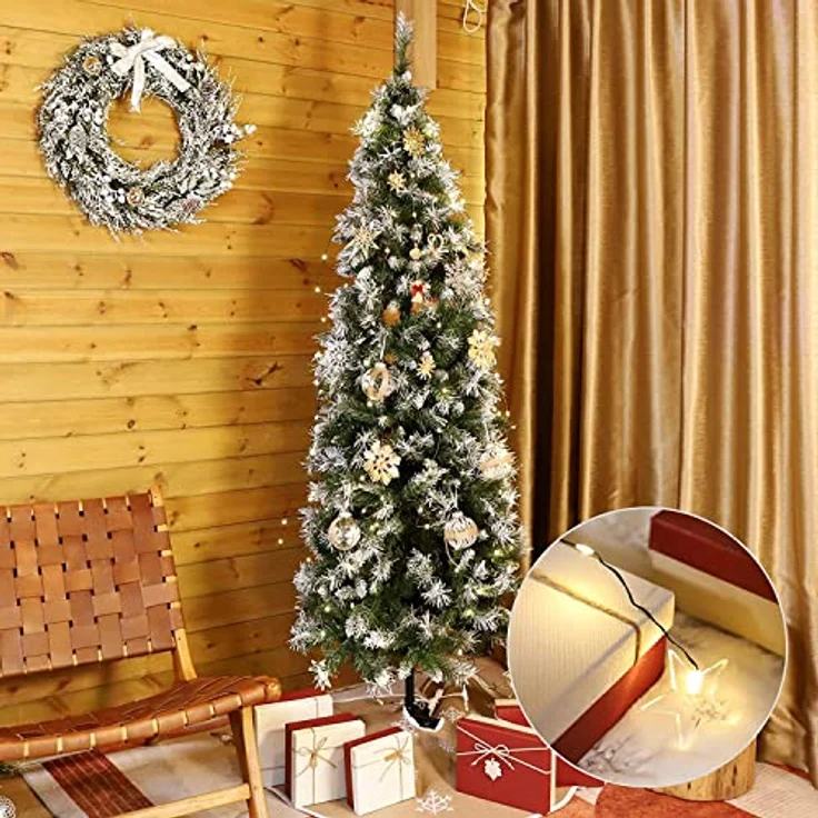 SALCAR 1,5m Christbaumbeleuchtung mit Ring, 120 LED Lichterkette für Weihnachtsbaum, 8 Girlanden, Warmweiß, 9 Modi, Sicherheits-USB-Schnittstelle – Bild 4