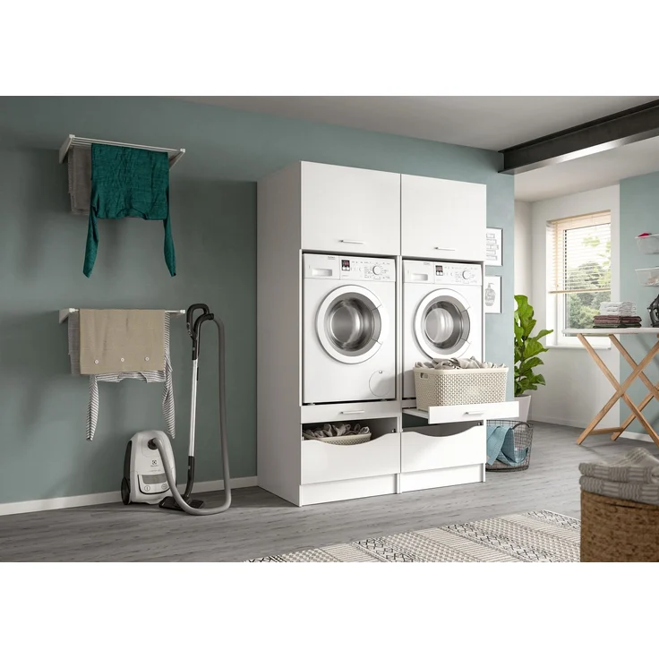 Waschmaschienenumbau Set (B/H/T: 133x195x68 cm) in weiß Nachbildung – Bild 5