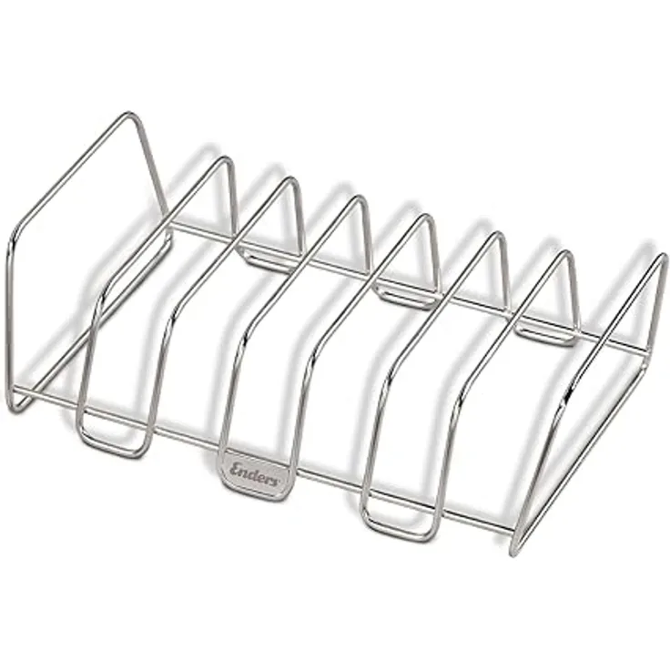 Enders® Rippchen- und Bratenhalter, aus Edelstahl, Halter für 7 Spareribs, Bratkorb, Grillen, Gasgrill, Rippchen, Braten #8823, edelstahlfarben