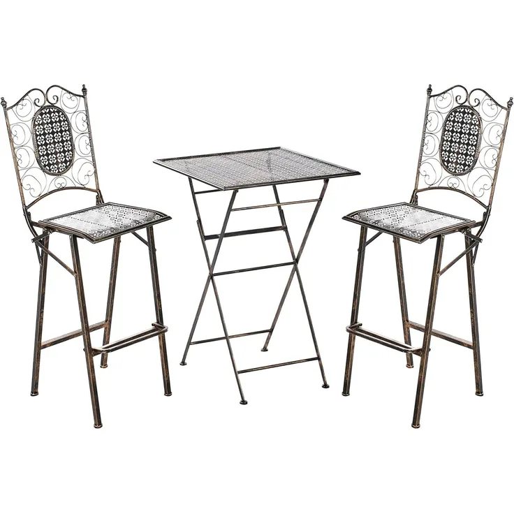 Beliani 'BORMIO' Gartenbar Set klappbar, Metall schwarz