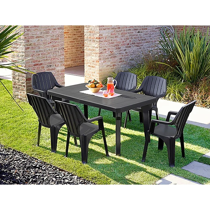 Dmora - Tisch im Freien Mercurio, rechteckiger Regal, ausziehbarer Garten- oder Bartisch, 100% Made in Italy, 160-220x90h74 cm, Anthrazit – Bild 5