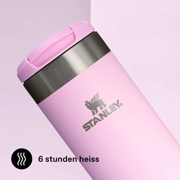 Stanley 1913 Aerolight Transit Thermobecher 0.35L - Hält 4 Stunden Heiß - Spülmaschinenfest - Kaffeebecher To Go Auslaufsicher - Kompatibel Mit Gängigen Pkw-Getränkehalterungen - Cherry Blossom – Bild 4