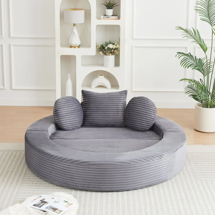 ZUBALIYA SchlafSofa mit USB - Anschluss, mit Schreibtisch, mit Cordbezug, mit Schaumstoffpolsterung, für Wohnzimmer und Apartments – Bild 7