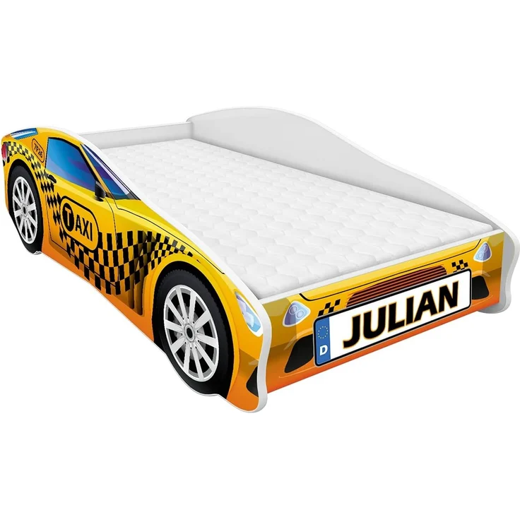Kinderbett Autobett Auto Junior mit Lattenrost und Matratze 140x70 160x80 180x80 ACMA (140x70, 10 + Name) – Bild 1