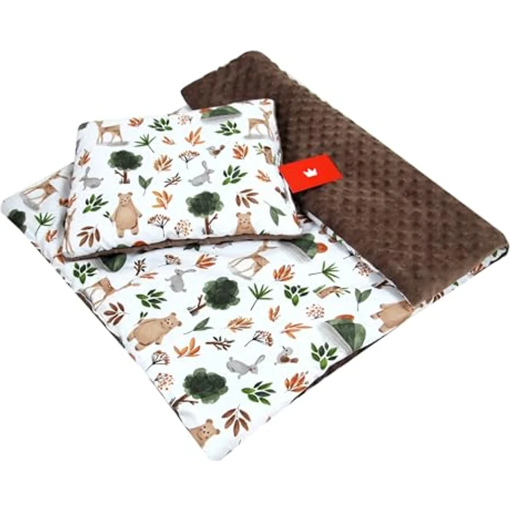 Kinderdecke BABYLUX Babydecke MINKY 2Set Kuscheldecke Decke 75 x 60cm Kinderwagen, BabyLux, MP152 - Braun + Wald – Bild 3