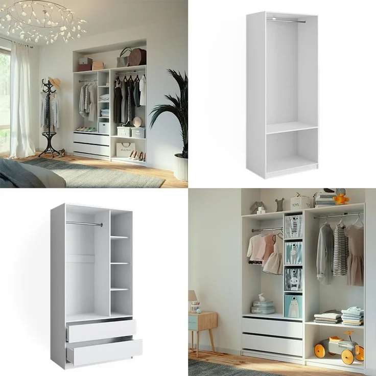 Kleiderschrank Elmo Weiß 180 x 200 cm 2er Set Vicco – Bild 8