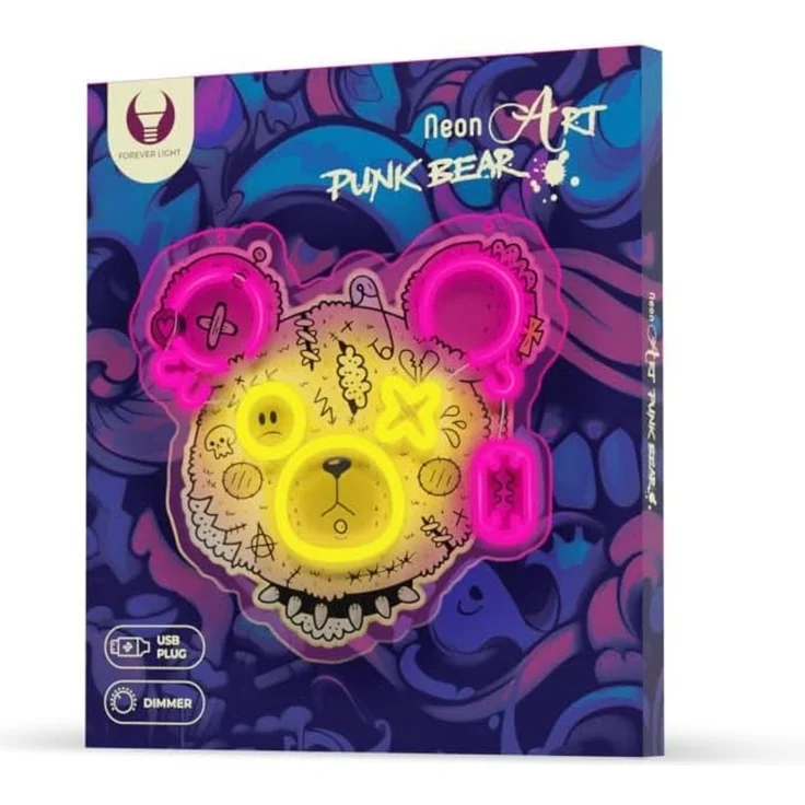Forever Light LED Neon Art Wandkunst Wanddekoration Dekolicht Punk Teddy Bear – Bild 9