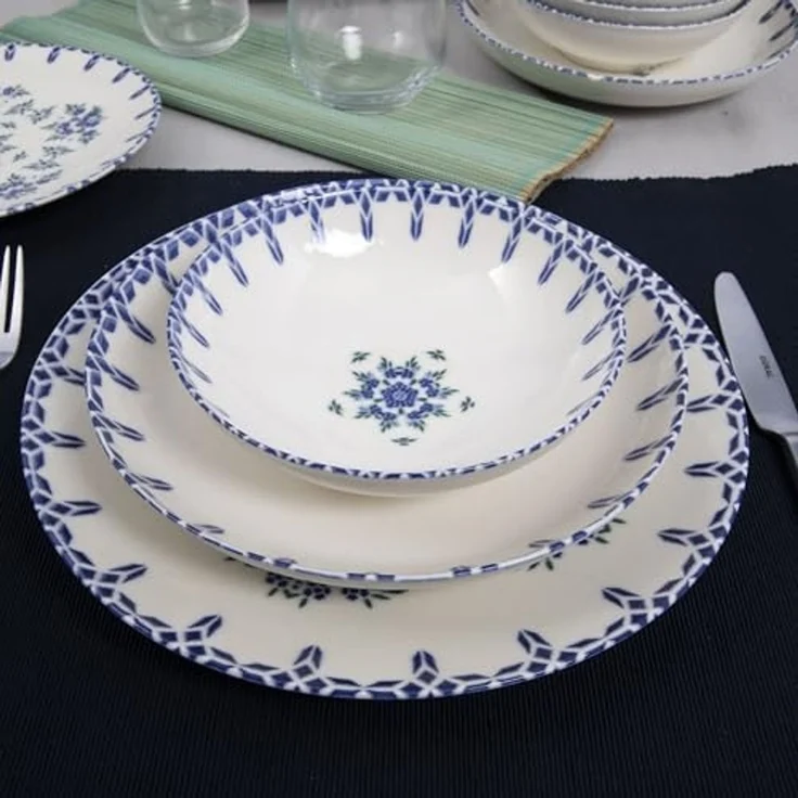Tafelservice (24-teilig), 'GBSATN24Y4R1654', Weiß, Blau – Bild 5