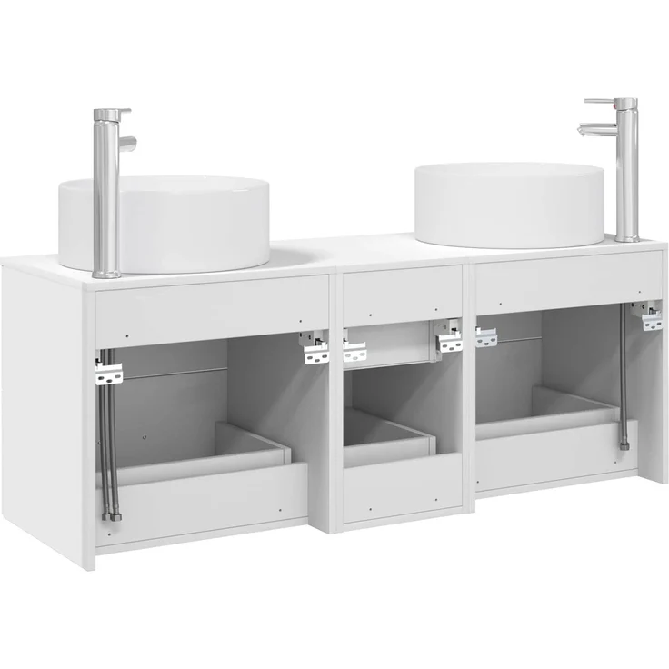 vidaXL Badezimmerschrank-Set 3 stk. Weiß 129 x 44,5 x 80 cm 3405955 – Bild 7