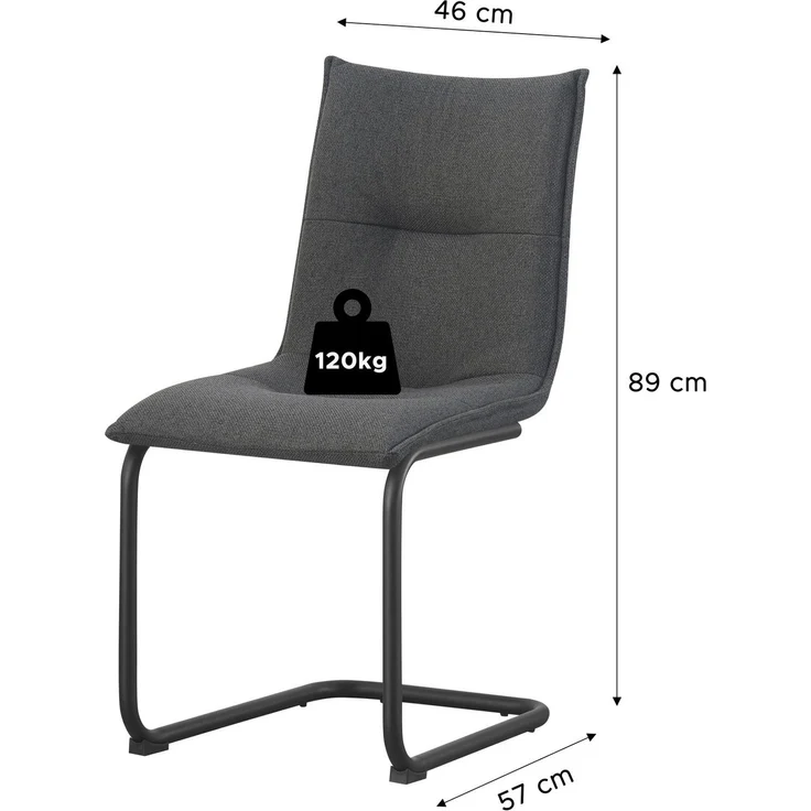 Schwinger-Stuhl 2er Set Torino Stühle in Anthrazit - gemütliches Design - B/H/T: 46x89x57 cm – Bild 3