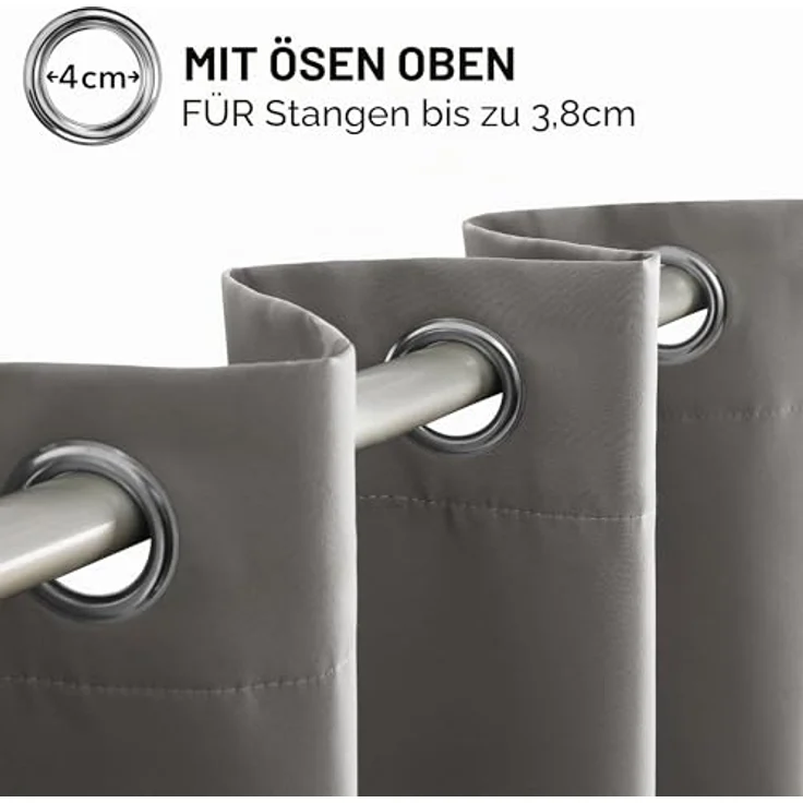Deconovo Vorhänge Blickdicht mit Ösen Thermogardinen Übergardinen Hellgrau | 2er Set, H200 x B140 cm, Vorhang Verdunkelnd, Sichtschutz, UV-Schutz, Ösenschal, für Schlafzimmer Wohnzimmer Kinderzimmer – Bild 7