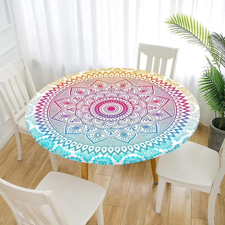 FANSU Runde Tischdecke Garten Abwaschbar, 3D Motiv Serie Polyester Fleckschutz Tischdecken Größe wählbar für Gartentisch, Outdoor in Kiche, Haushalt & Wohnen (Böhmen,100cm) – Bild 1