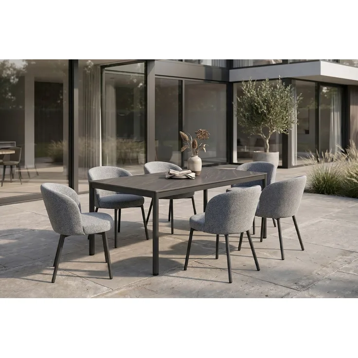 KAWOLA Gartenmöbel Set INDUS 7-tlg. Aluminium grau x x cm
