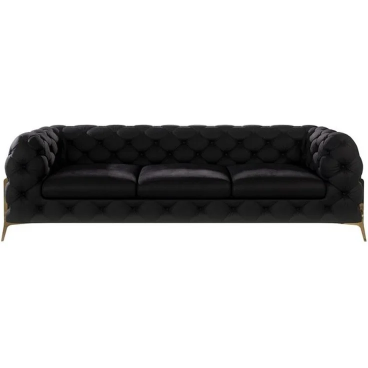S-Style Möbel Chesterfield-Sofa 3-Sitzer Ashley mit Goldene Metall Füßen, mit Wellenfederung – Bild 4