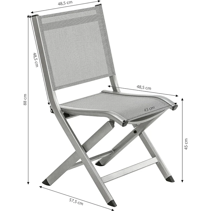 Dehner Gartenstuhl Klappstuhl Chicago, 88 x 57.5 x 48.5 cm, Pflegeleichter Klappstuhl aus beständigem Aluminium und Textil – Bild 6