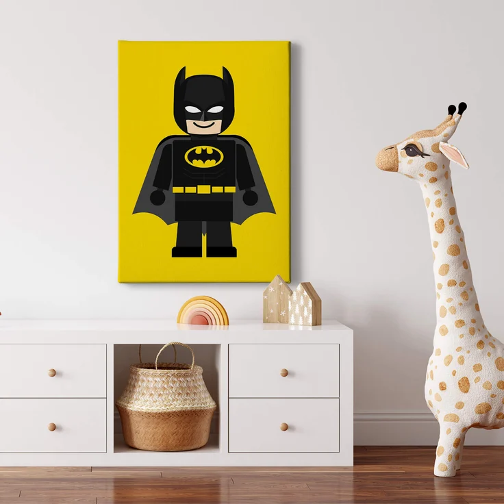Leinwandbild Kinderzimmer Batman Gelb Schwarz 50x70 DD123201 Keilrahmen Wandbild – Bild 2