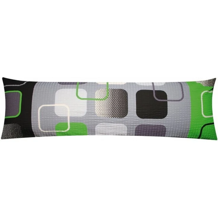 Heubergshop Seitenschläferkissenbezug, (1 Stück), Seersucker, 40x145 cm Modern Kariert Grün Schwarz Baumwolle (EW-396/4) – Bild 1