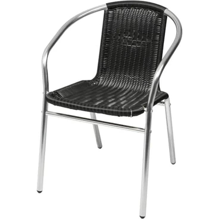 Stabiler Aluminuim / Polyrattan Bistrostuhl stapelbar Silber / Schwarz – Bild 6