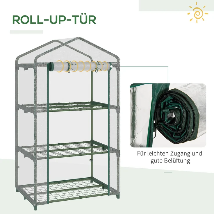 Outsunny Gewächshaus, Metall, Kunststoff, Transparent, 69L x 49B x 125H cm – Bild 5