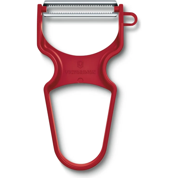 Victorinox RAPID Sparschäler, Tomaten-Schäler, Zackenschliff, Zweischneidig, Extra Scharf, Robuster Kunststoffgriff, rot