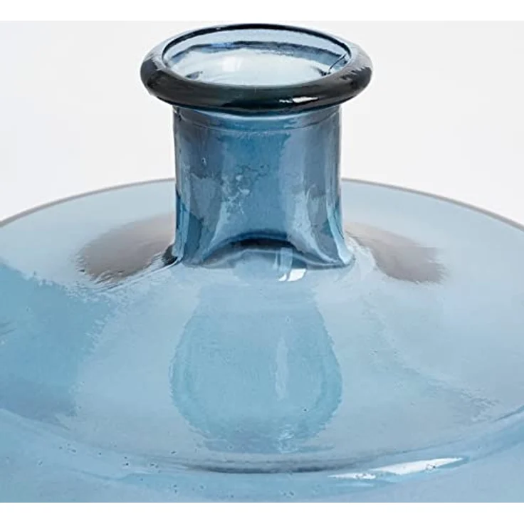 Mica Decorations 1006770 Blumen Guan Vase, recyceltes Glas in wohnlichem Blau, H26 x Ø21 cm – Bild 2