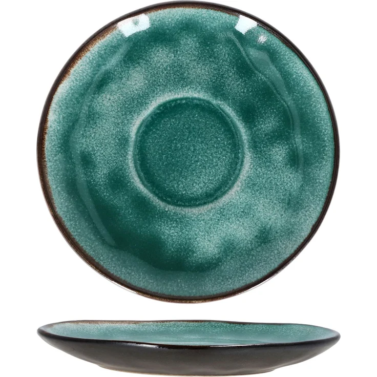 18tlg. Kaffeeservice Reactive Glaze Green Steingut Kuchen-Teller Tasse Mint-Grün – Bild 5