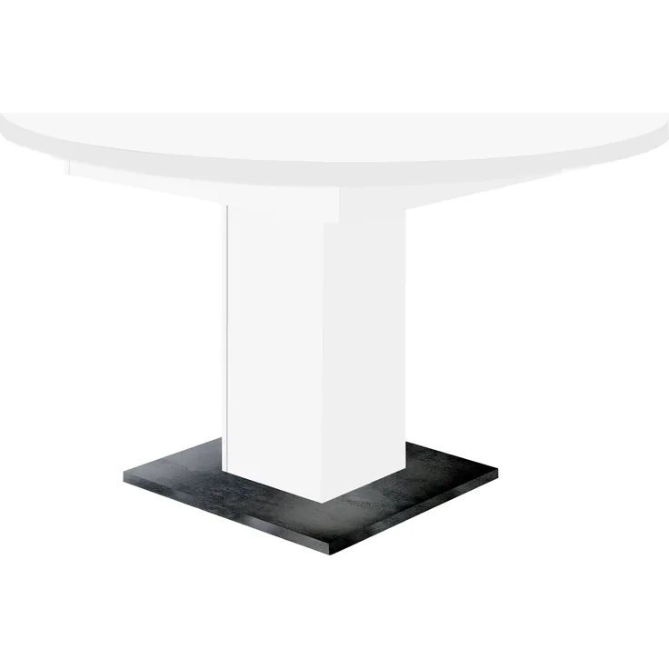 Kulissentisch >Judd< rund ausziehbar bis 144cm, weiss / schwarzstahl - 104/144x76 (D/BxH)