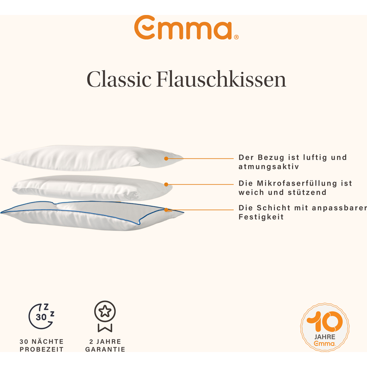 Emma 'Original Comfort' Flauschkissen, 98 % Polyester / 2 % Elasthan weiß, 80x80 cm – Bild 5