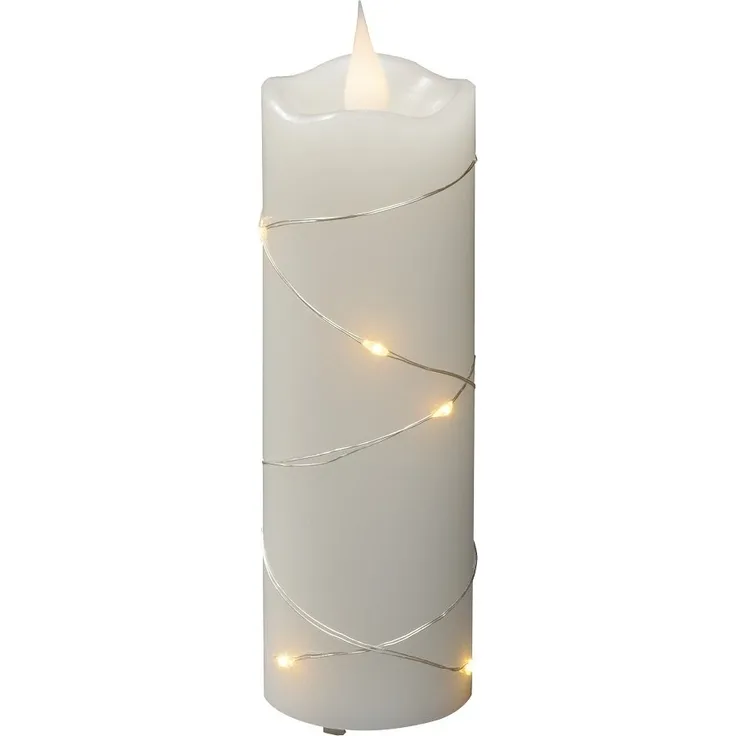 KONSTSMIDE No. 1825-180 LED Echtwachskerze cremeweiss mit LED Draht 15cm