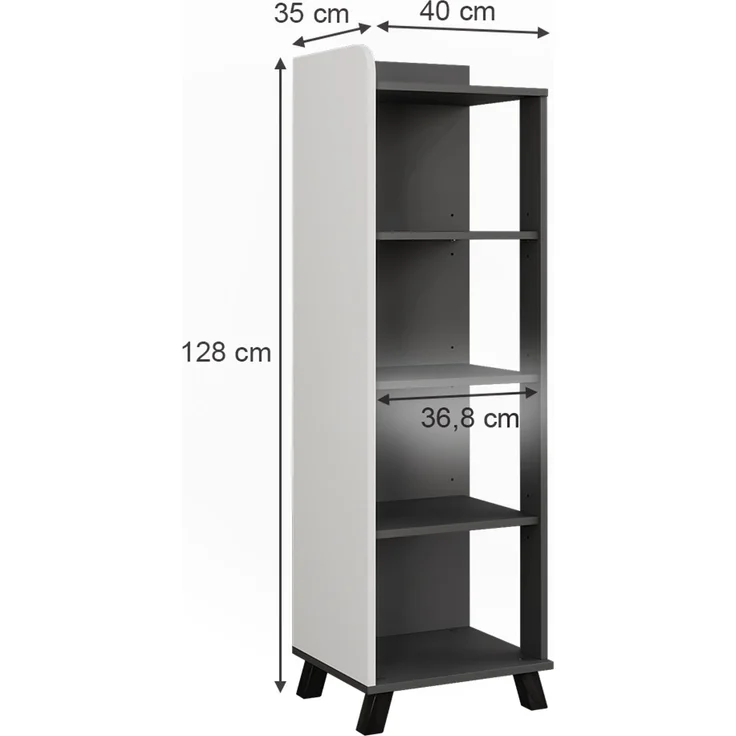 Badregal Karen Anthrazit/Weiß 40 x 128 cm mit 4 Fächern Vicco – Bild 2